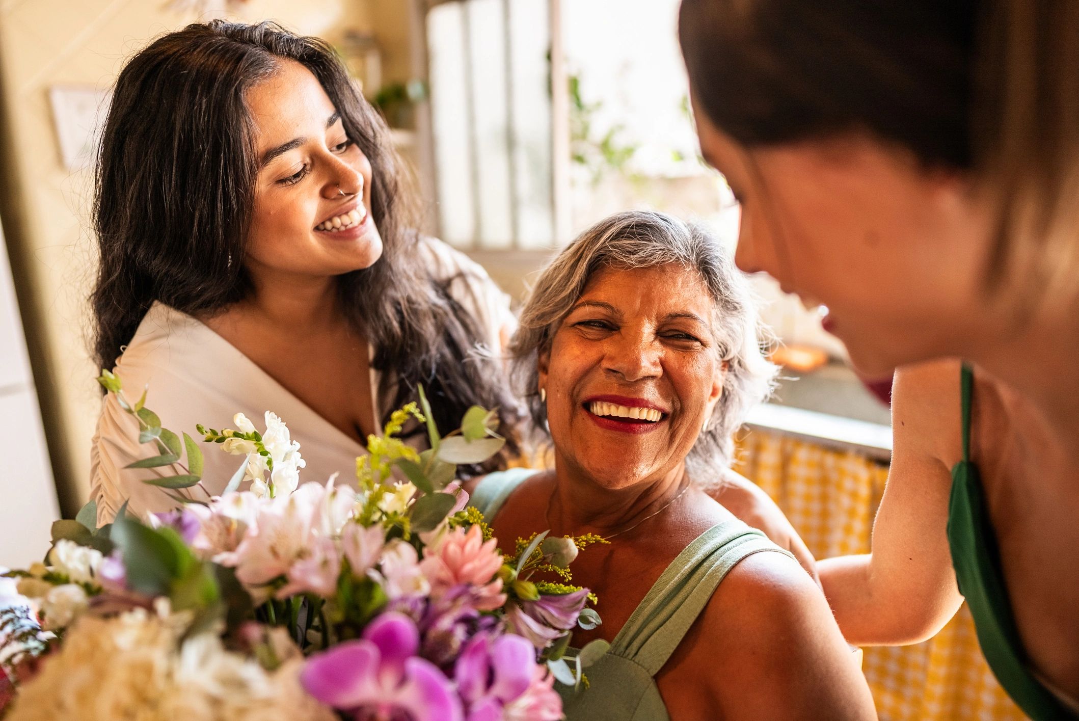 Family members sharing a caring moment at home